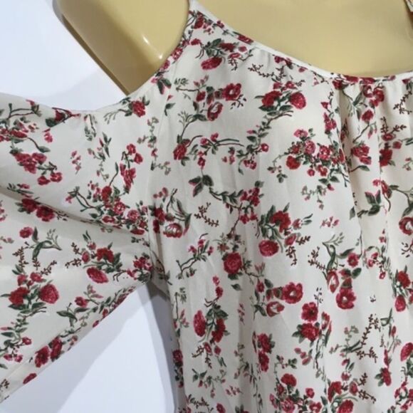 NWT French Connection Floral Cold Shoulder Blouse Ruffle‎ Sleeve Boho Top Blouse - Picture 5 of 10